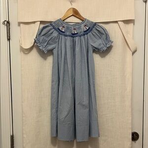 Nautical Blue Kids Dress with Sailboat Design
